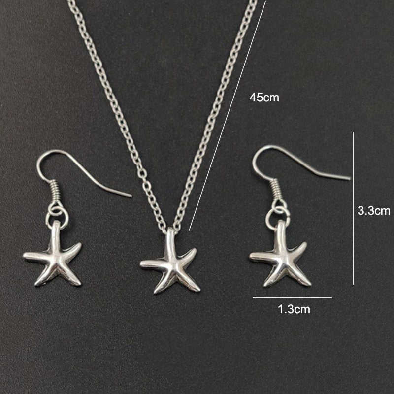 Set zeester ketting en oorbellen