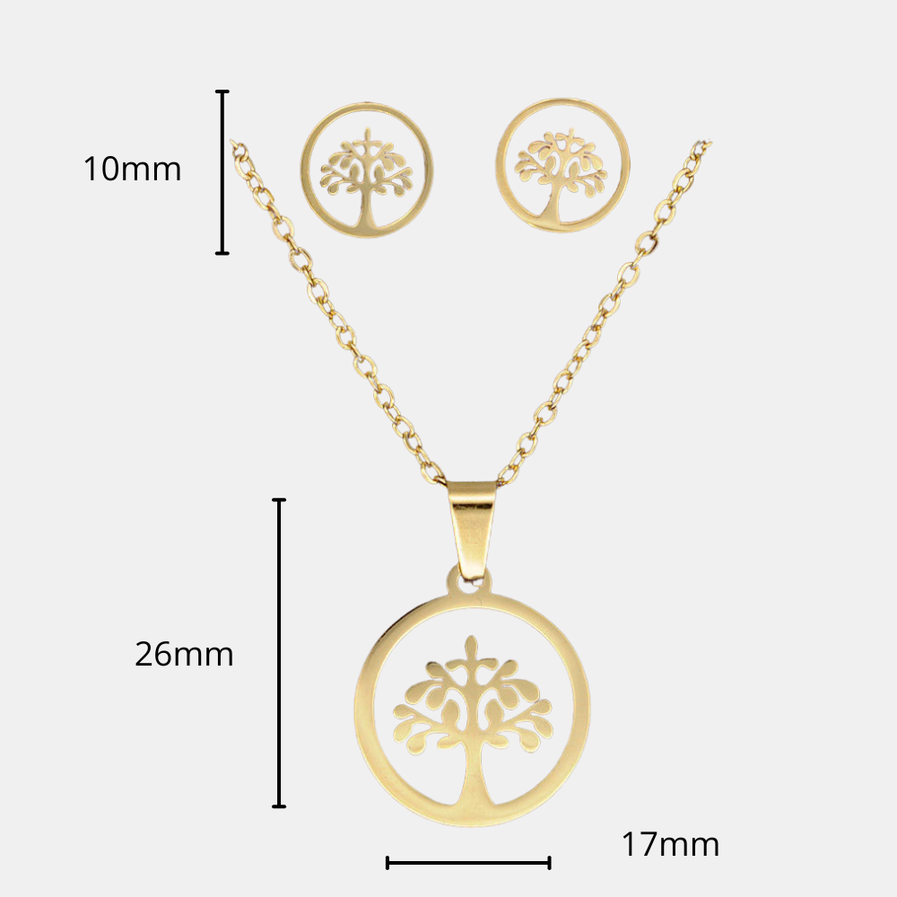 Set levensboom ketting en oorbellen