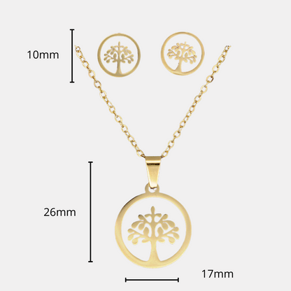 Set levensboom ketting en oorbellen