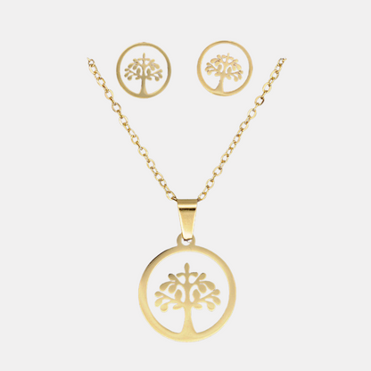 Set levensboom ketting en oorbellen