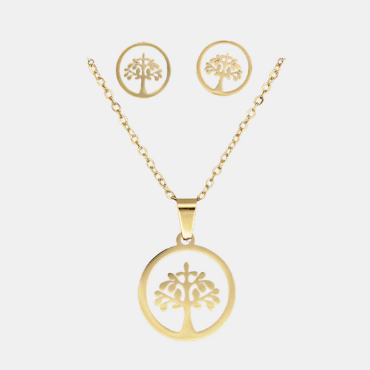 Set levensboom ketting en oorbellen